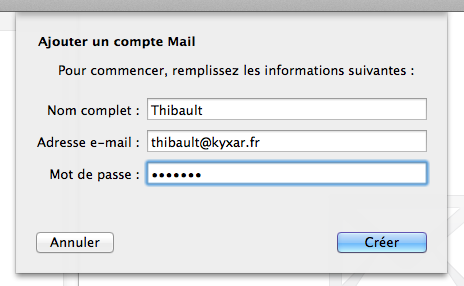 Mail pour MacBook Air Os X d'Apple : Configuration d'un compte de messagerie