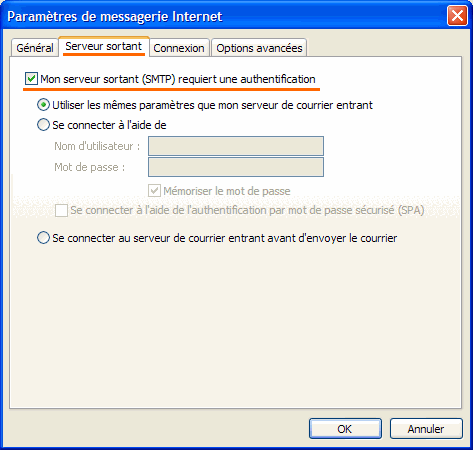 Outlook 2003 : Configuration d'un compte de messagerie
