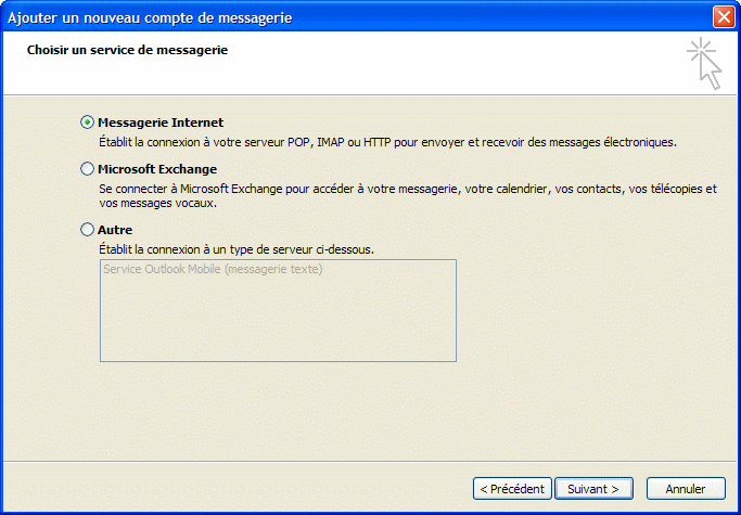 Outlook 2007 : Configuration d'un compte de messagerie